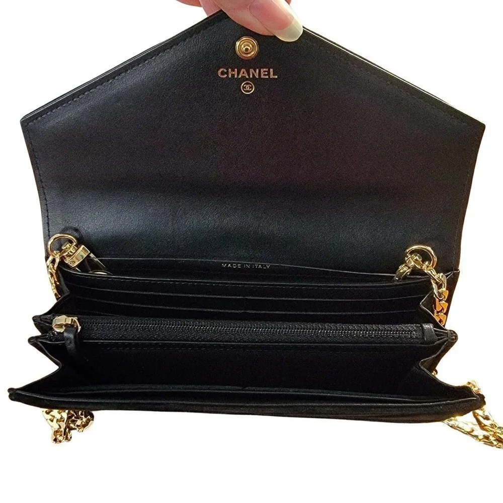 Authentic Chanel Paris-Hamburg CC Button Flap Wallet Chevron Suede Long